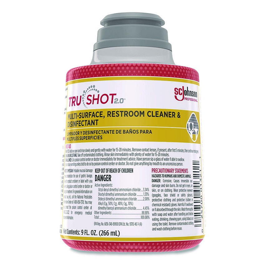 SC Johnson Professional TruShot 2.0 Disinfectant Multisurface Cleaner, Fresh Scent, 9 oz Cartridge, 4/Carton (379850)