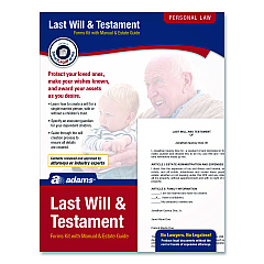 Adams Last Will and Testament Digital Forms Kit with Manual and Estate Guide, Inkjet/Laser, 8.5 x 11, Unlimited Number of Forms (K307)
