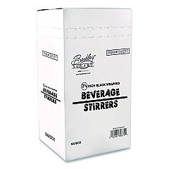 Berkley Square Wrapped Polypropylene Stirrers, 7.75", Black, 500/Box (BEP89378)