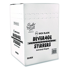 Berkley Square Wrapped Polypropylene Stirrers, 5.5", Black, 500/Box (BEP90209)