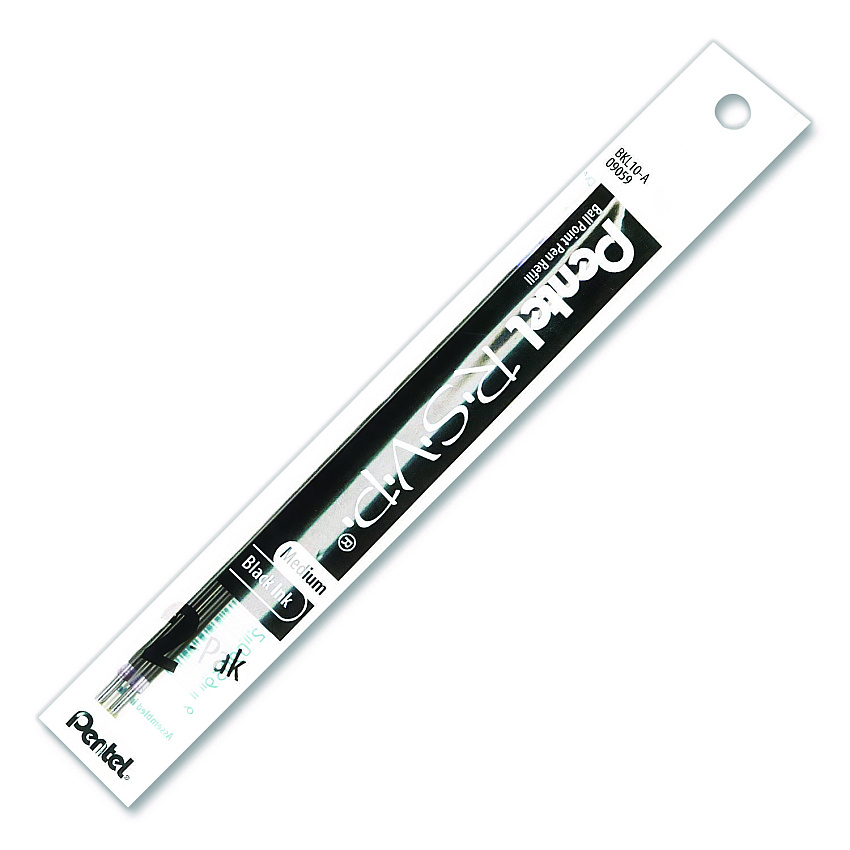 Refill for Pentel R.S.V.P. Ballpoint Pens, Medium 1 mm Conical Tip, Black Ink, 2/Pack (BKL10A)