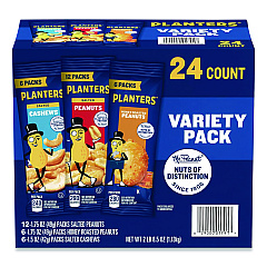 Planters Salted Nuts Variety Pack, Assorted Flavors, 1.5 oz/1.75 oz Packs, 24/Carton (884624)