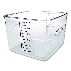Rubbermaid Commercial Square Storage Container, 12 qt, 10.5 x 11.31 x 7.75, Clear, Plastic (FG631200CLR)