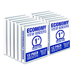 Samsill Economy Round Ring View Binders, 3 Rings, 1" Capacity, 11.5 x 8.5, White, 12/Carton (I008537C)