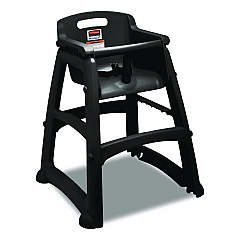 Rubbermaid Commercial Sturdy Chair Youth Seat with Casters, Black (FG780508BLA)