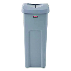 Rubbermaid Commercial Universal Square Trash Can with Swing Lid, 23 gal, Plastic, Gray (2143862)