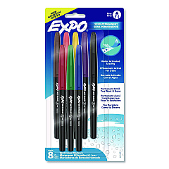 EXPO Wet Erase Markers, Fine Needle Tip, Assorted, 8/Pack (2211317)