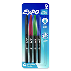 EXPO Wet Erase Markers, Fine Bullet Tip, Assorted Colors, 4/Pack (2211318)