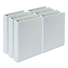 Samsill Economy Round Ring View Binders, 3 Rings, 1" Capacity, 8.5 x 5.5, White, 6/Carton (MP28507)