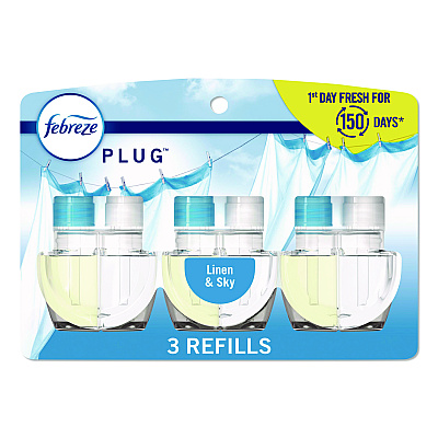 Febreze PLUG Air Freshener Refills, Linen and Sky, 2.63 oz, 3/Pack, 6 Packs/Carton (13846)