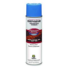 Rust-Oleum Industrial Choice M1400 System Water-Based Construction Marking Paint, Flat Caution Blue, 17 oz Aerosol Can, 12/Carton (264694CT)