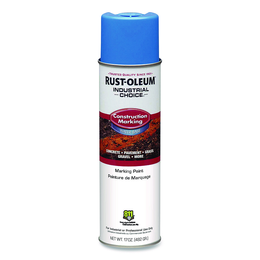 Rust-Oleum Industrial Choice M1400 System Water-Based Construction Marking Paint, Flat Caution Blue, 17 oz Aerosol Can, 12/Carton (264694CT)