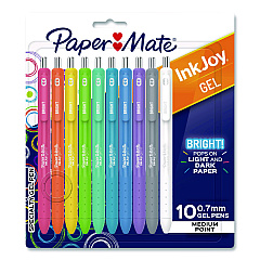Paper Mate InkJoy Gel Bright Gel Pen, Retractable, Medium 0.7 mm, Assorted Ink, Assorted Barrel, 10/Pack (2173764)