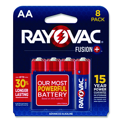 Rayovac Fusion Performance Alkaline AA Batteries, 8/Pack (8158TFUS)