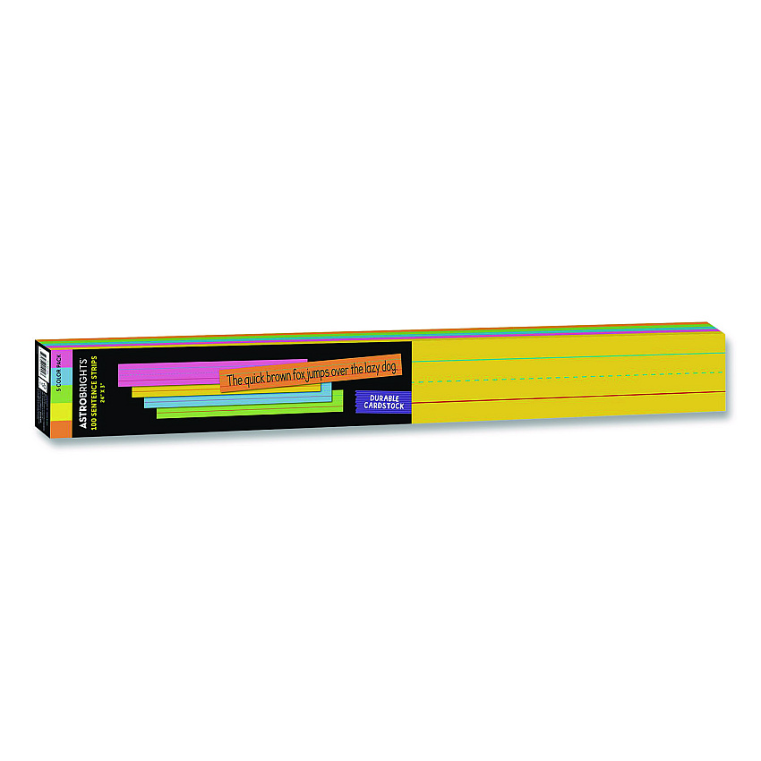 Astrobrights Five-Color Ruled Sentence Strips, 24" x 3", Assorted Colors, 100/Pack (91992)