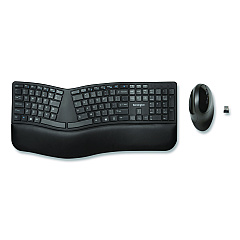 Kensington Pro Fit Ergo Wireless Keyboard and Mouse, 2.4 GHz Frequency, 30 ft Wireless Range, Black (75406)