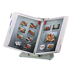 Tarifold Antimicrobial Desktop Reference and Display System, 10 Panels with White Borders, White Base (DA221)
