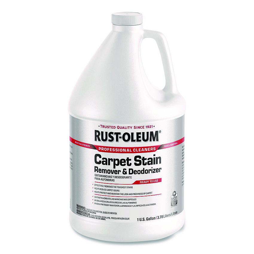 Rust-Oleum Professional Carpet Stain Remover Plus Deodorizer, Lemon Scent, 1 gal Jug, 4/Carton (352253)