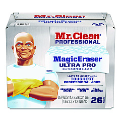 Mr. Clean Magic Eraser Ultra Pro Multi-Purpose Cleaner, 4.72 x 1.38, 2.56" Thick, White, 26/Carton (17406)