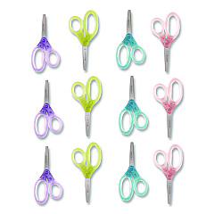 Westcott Jellies Kids Scissors, 5" Long, Straight Assorted Handle Colors, 12/Pack (67548)