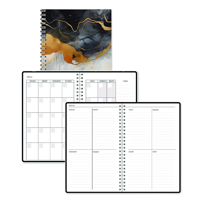 House of Doolittle Recycled Non-Dated Monthly/Weekly Planner, Gold and Smoke, Multicolor Cover, Undated (212148)