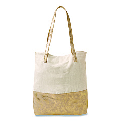 Martha Stewart Deluxe Tote Bag, Large, Accommodates Laptops Up to 13", 14.25" x 4" x 16.25", Beige/Gold (MS106A)