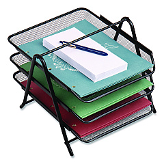 Mind Reader Tiered Metal Mesh Desk Tray Organizer, 3-Tier, Letter Size, 11.5 x 13.75 x 10, Black (3TPAPERBLK)
