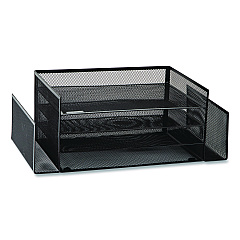 Mind Reader Metal Mesh Desktop Organizer Letter Tray, 6 Sections, Letter Size, 9.15 x 16.75 x 6, Black (4TSIDE2BLK)