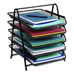 Mind Reader Metal Mesh Desk Tray Organizer, 5-Tier, Letter Size, 14 x 11.75 x 14.5, Black (5TPAPERBLK)