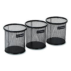 Mind Reader Metal Mesh Utensil Holder, 3.5" dia x 3.7"h, Black, 3/Pack (CLIPMESH3BLK)