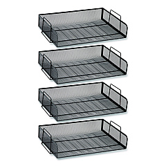 Mind Reader Stackable Paper Desk Tray Organizer, Letter Size, 9.75 x 14 x 3.25, Black, 4/Pack (DSTACK4BLK)