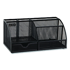 Mind Reader 7-Compartment Metal Desk Organizer, 11 x 5.5 x 5, Black Metal Mesh (JOEORGBLK)