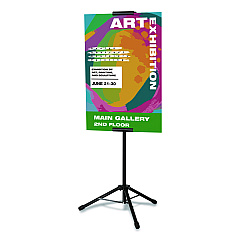 Excello Global Products Blank Floor Sign Stand, Holds Posters Up to 77", 26" to 86" Tall, Black Stand, White Face (EGPHD0523)