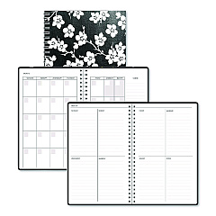 House of Doolittle Recycled Non-Dated Monthly/Weekly Planner, Cherry Blossoms, Black/White Cover, Undated (212152)
