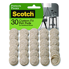 Scotch Custom Fit Felt Pads, 1.5" dia, Beige, 30/Pack (SP884NA)