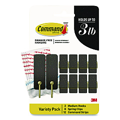 Command Limited Edition Hooks and Clips, Soot, 3 lb Capacity, 2 Hooks, 8 Clips and 12 Strips/Pack (STMHP10ESF)