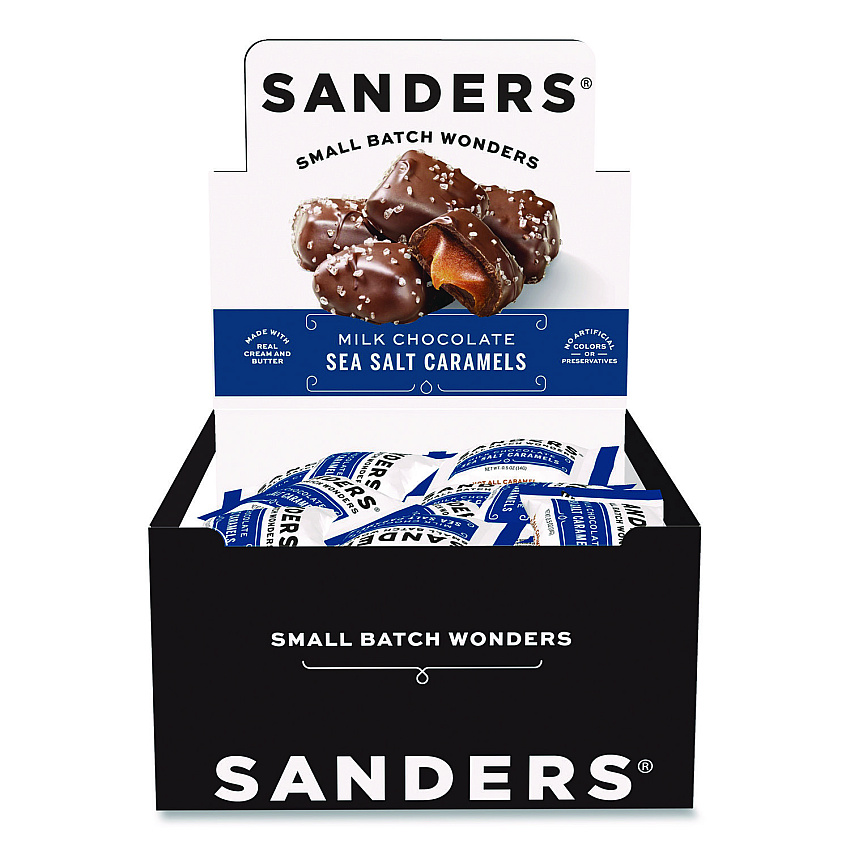 Sanders Small Batch Wonders Snack-Size Milk Chocolate Sea Salt Caramels, 0.5 oz Individually Wrapped, 48/Box (KAR27163)