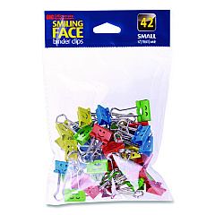Officemate Smiling Face Binder Clips, Small, Assorted Colors, 42/Pack (31090)