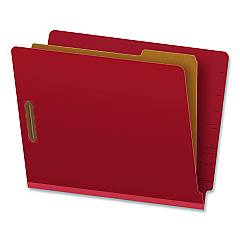 Pendaflex Colored Pressboard End Tab Classification Folders, 1.75" Expansion, 1 Divider, 4 Fasteners, Letter Size, Red Exterior, 10/Box (H1150R)