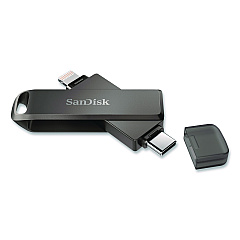 SanDisk Dual Phone USB 3.2 Type-C/Lightning Flash Drive, 128 GB, Black (IX70N128GAG6)