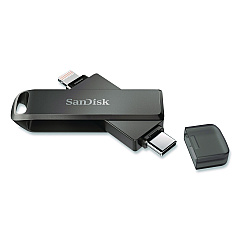 SanDisk Dual Phone USB 3.2 Type-C/Lightning Flash Drive, 256 GB, Black (IX70N256GAG6)