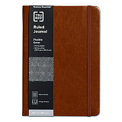 TRU RED Flexible-Cover Business Journal with Elastic Closure, 1-Subject, Narrow Rule, Cognac Cover, (128) 8 x 5.5 Sheets (TR61952)