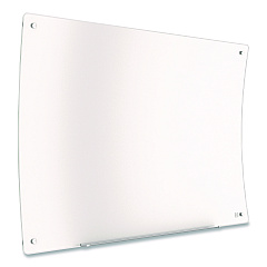 TRU RED Curved Magnetic Glass Dry Erase Board, 3 ft x 4 ft, White Surface (TR62094)