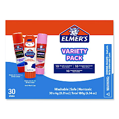 Elmer's Glue Stick Variety Pack, 0.21 oz, Dries Clear, 30/Pack (2213791)