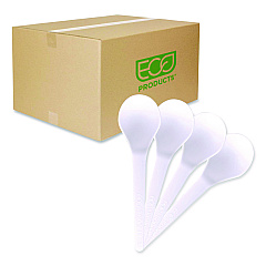 Eco-Products Plantware Compostable Soup Spoon, Heavyweight, Plastic, White, 50/Pack, 20 Packs/Carton (EPS014)