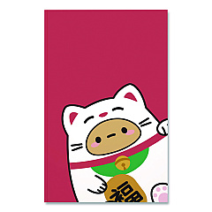 Denik Smoko Tayto Lucky Cat Layflat Notebook, 1-Subject, Medium/College Rule, Red/White/Brown Cover, (72) 8 x 5 Sheets (LFC1885L)
