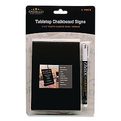 Excello Global Products Tabletop Chalkboard Signs, Black Surface, 4 x 6, 3/Pack (EGPHD0509S)