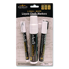 Excello Global Products Liquid Chalk Markers, Assorted Tip Sizes and Types, White, 3/Pack (EGPHD0511S)