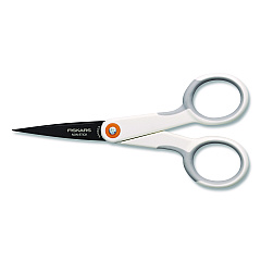 Fiskars SoftGrip Nonstick Scissors, 5" Long, Straight White/Gray Handle (1069763)