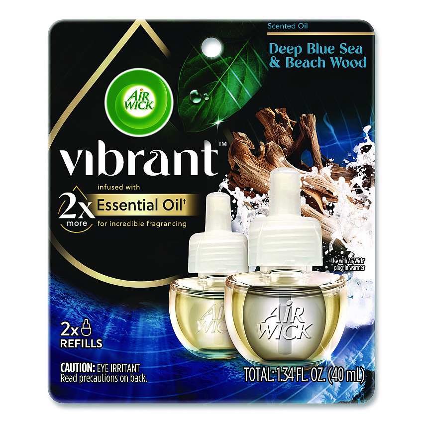 Air Wick Scented Oil Refill, Deep Blue Sea and Beach Wood, 0.67 oz, 2/Pack (6233800123)